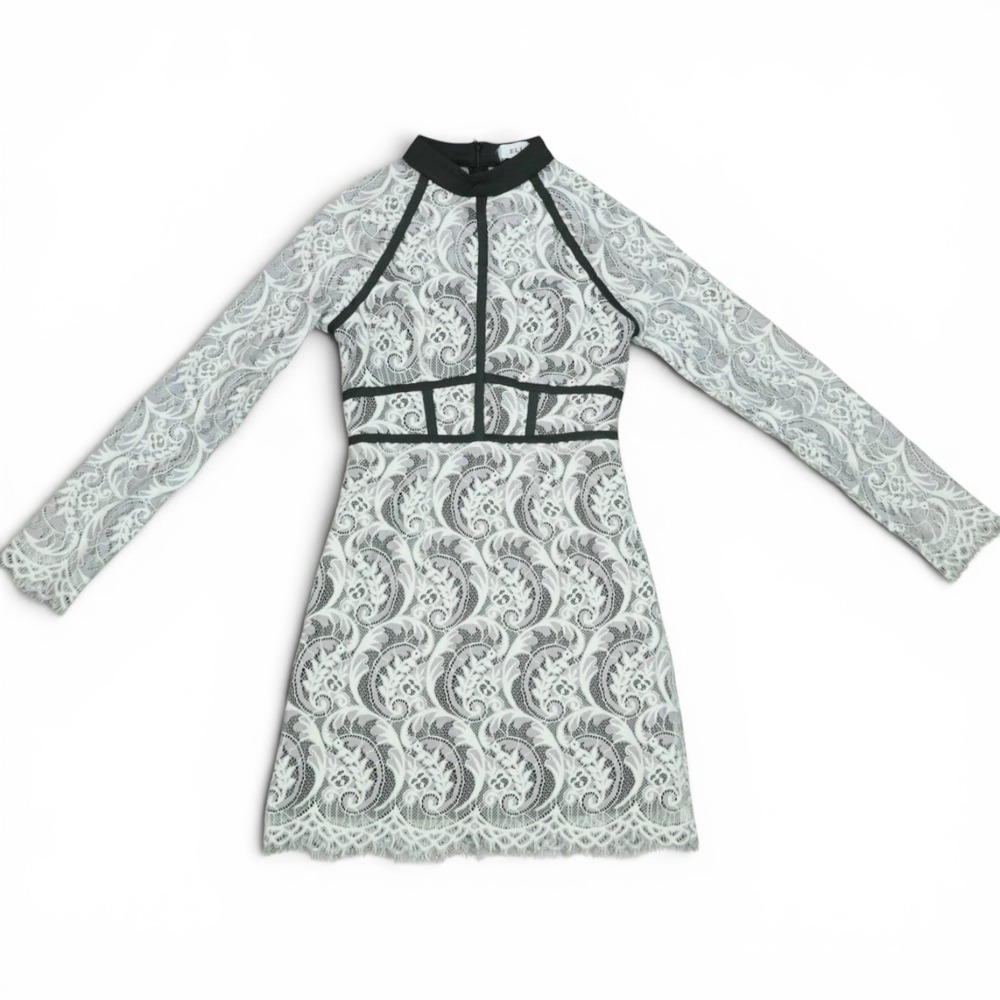 Elliatt Millie‎ Lace Bodycon Mini Dress XS Lilac White Long Sleeve